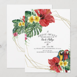 Tropische Paradiesvögel Florales Brautdusche Einladung