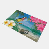 Tropische Parakeet-Vögel am Strand Fußmatte (Schrägansicht)