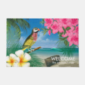 Tropische Parakeet-Vögel am Strand Fußmatte (Vorderseite)