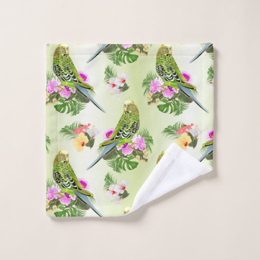 Tropische Parakeets Badhandtuch Set (Waschlappen)