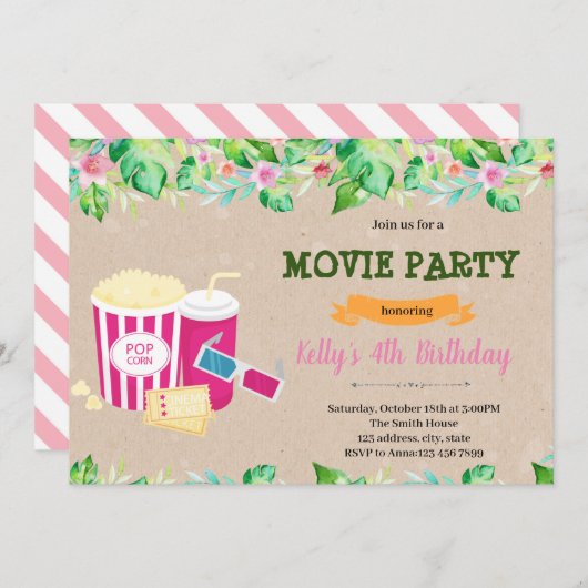 Tropische Party Einladung (Vorne/Hinten)