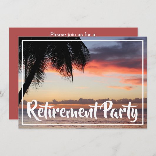 Tropische Party Einladung für das Ruhestand (Vorne/Hinten)