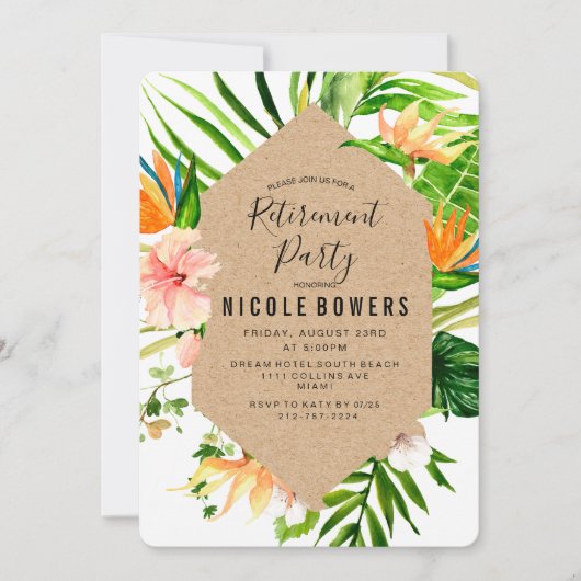 Tropische Party Einladung zur Versorgung von Flora (Vorderseite)