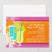 Tropische Party Einladungen Luau (Vorne/Hinten)