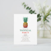 Tropische Party mit retro Ananas-Einladung Postkarte (Stehend Vorderseite)