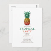 Tropische Party mit retro Ananas-Einladung Postkarte (Vorne/Hinten)