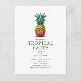 Tropische Party mit retro Ananas-Einladung Postkarte