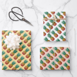 Tropische Party mit Retro-Ananas Geschenkpapier Set
