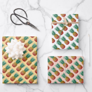 Tropische Party mit Retro-Ananas Geschenkpapier Set