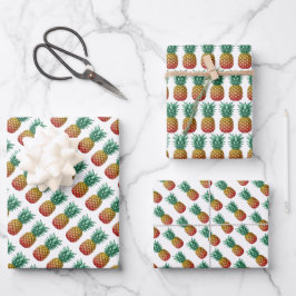 Tropische Party mit Retro-Ananas Geschenkpapier Set
