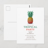 Tropische Party mit retro-Pineapple-Einladung Postkarte (Vorne/Hinten)