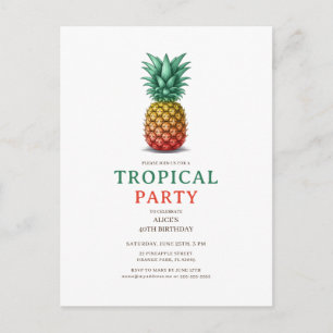 Tropische Party mit retro-Pineapple-Einladung Postkarte
