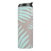 Tropische Pastel-Blätter Monogram Thermal Tumbler Thermosbecher (Nach links gedreht)