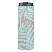 Tropische Pastel-Blätter Monogram Thermal Tumbler Thermosbecher (Rückseite)