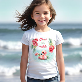 Tropische Pastel Sommer Pink Flamingo Girl Name T-Shirt