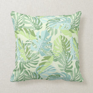 Tropische Pastellpalmblätter Kissen