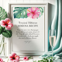 Tropische Petalen und Prosecco-Mimosa-Zeichen