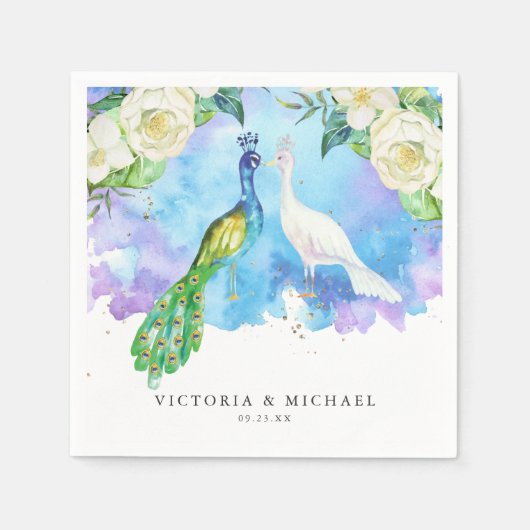 Tropische Pfauenflora | Boho Botanical Monogram Serviette (Vorderseite)