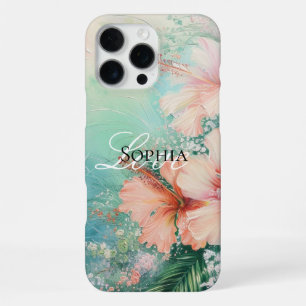 Tropische Pfirsich Weiße Hibiskus Blumenliebe  iPhone 16 Pro Max Hülle