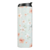Tropische Pfirsich Weiße Hibiskusblüten Thermosbecher (Nach links gedreht)