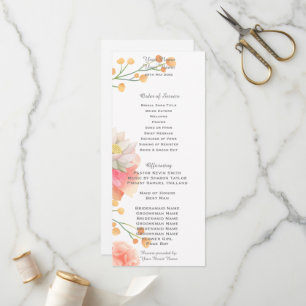 Tropische Pfirsichblüten Hochzeitsprogramm Programm
