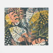 Tropische Pflanze: abstraktes künstlerisches Muste Fleecedecke (Vorderseite (Horizontal))