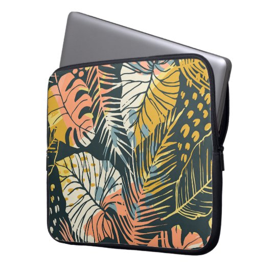 Tropische Pflanze: abstraktes künstlerisches Muste Laptopschutzhülle (Vorderseite Links)