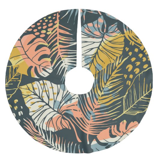 Tropische Pflanze: abstraktes künstlerisches Muste Polyester Weihnachtsbaumdecke (Vorderseite)