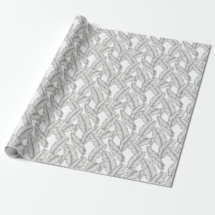 Tropische Pflanze, Blume, Dschungelskizze. Geschenkpapier