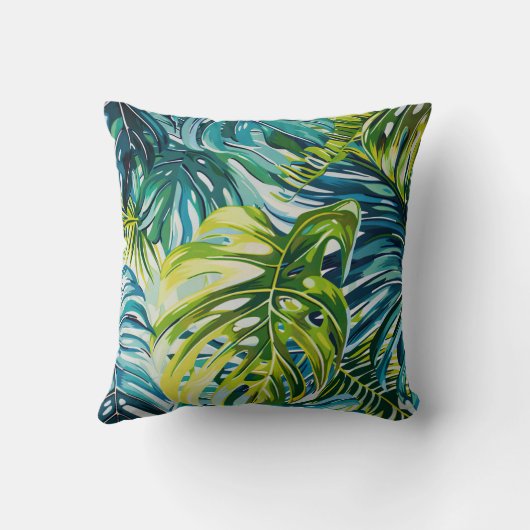 Tropische Pflanze Blumenmuster Kissen (Rückseite)