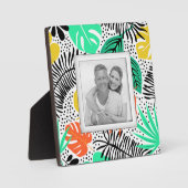 Tropische Pflanze Dots Muster Frameless Foto Easel Fotoplatte (Vorderseite)