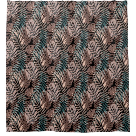 Tropische Pflanze, Dschungel, Tropen, Beige, Blätt Duschvorhang (Vorderseite)