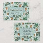 Tropische Pflanze Foliage und Tiger-Kopfmuster Visitenkarte (Vorne/Hinten)