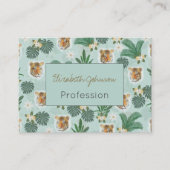 Tropische Pflanze Foliage und Tiger-Kopfmuster Visitenkarte (Vorderseite)