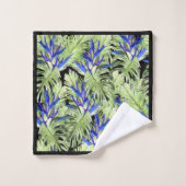 Tropische Pflanze grün und blau Badhandtuch Set (Waschlappen)