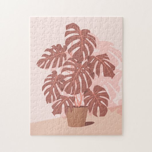 Tropische Pflanze. Monstera (Rosa- und Pflaumenfar Puzzle (Vertikal)