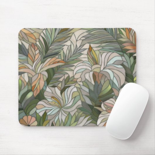 Tropische Pflanze Mosaik Digitale Kunst Mousepad (Mit Mouse)
