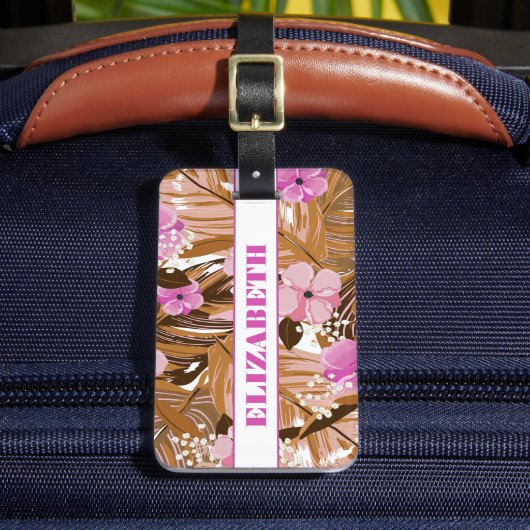 Tropische Pflanze Muster Vorname Gepäckanhänger (Vorderseite Insitu 2)