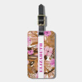 Tropische Pflanze Muster Vorname Gepäckanhänger (Vorderseite vertikal)