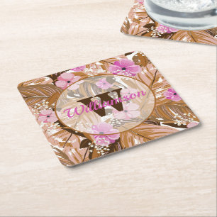 Tropische Pflanze Rechteckiger Pappuntersetzer