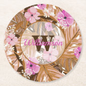 Tropische Pflanze Runder Pappuntersetzer (Vorderseite)