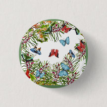 Tropische Pflanze Schmetterlinge Berries Red Blue