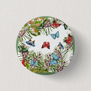 Tropische Pflanze Schmetterlinge Berries Red Blue Button