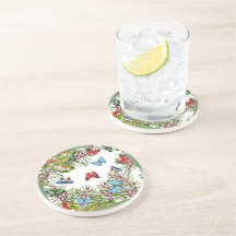 Tropische Pflanze Schmetterlinge Berries Red Blue