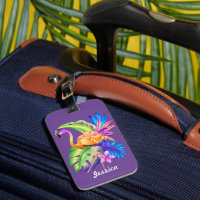 Tropische Pflanze und Flamingo Lila Personalisiert