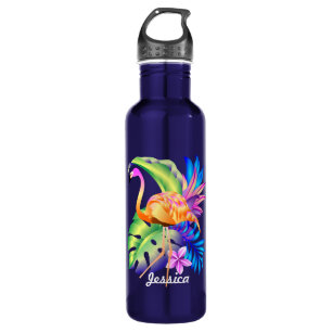 Tropische Pflanze und Flamingo Personalisiert Edelstahlflasche