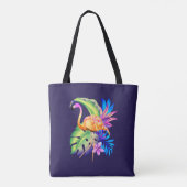 Tropische Pflanze und Flamingo Personalisiert Tasche (Rückseite)