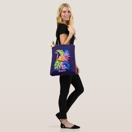 Tropische Pflanze und Flamingo Personalisiert Tasche (Am Model)