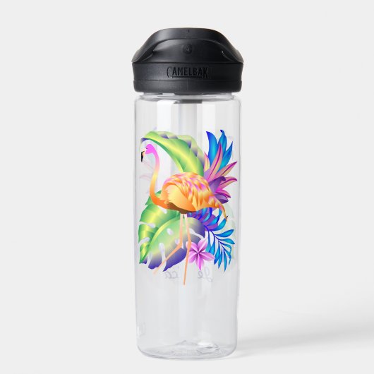 Tropische Pflanze und Flamingo Personalisiert Trinkflasche (Rückseite)