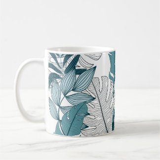 Tropische Pflanze Verlasse Vintage Tapeten. Kaffeetasse
